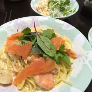 簡易版！サーモンクリームパスタ